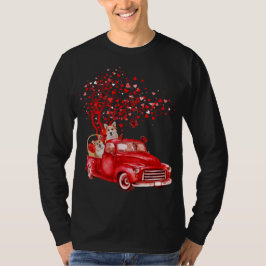 Camiseta Cute Corgi Riding Red Truck Valentine Butterfly He
