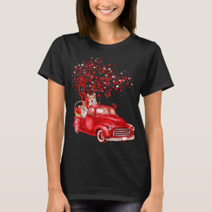 Camiseta Cute Corgi Riding Red Truck Valentine Butterfly He