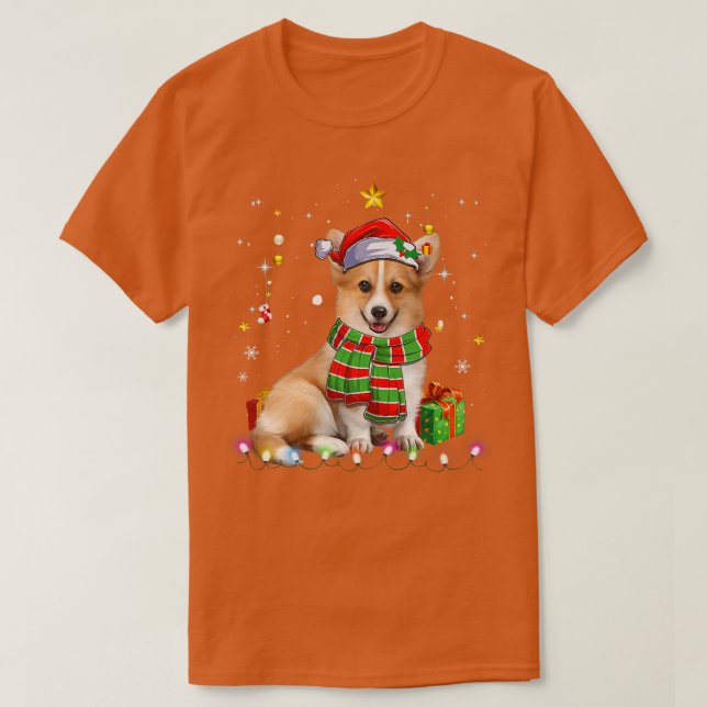 Camiseta Cute Corgi Santa Christmas Tree Encende Navidad Pa (Diseño del anverso)