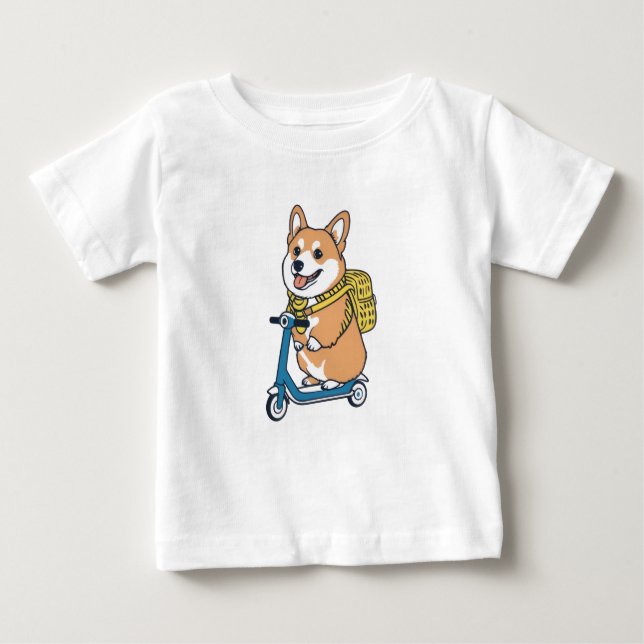 Camiseta Cute Corgi Scooter Kids (Anverso)