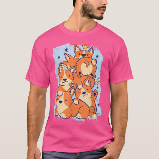 Camiseta Cute Corgi Stack Cartoon Dog Pet Adorable 