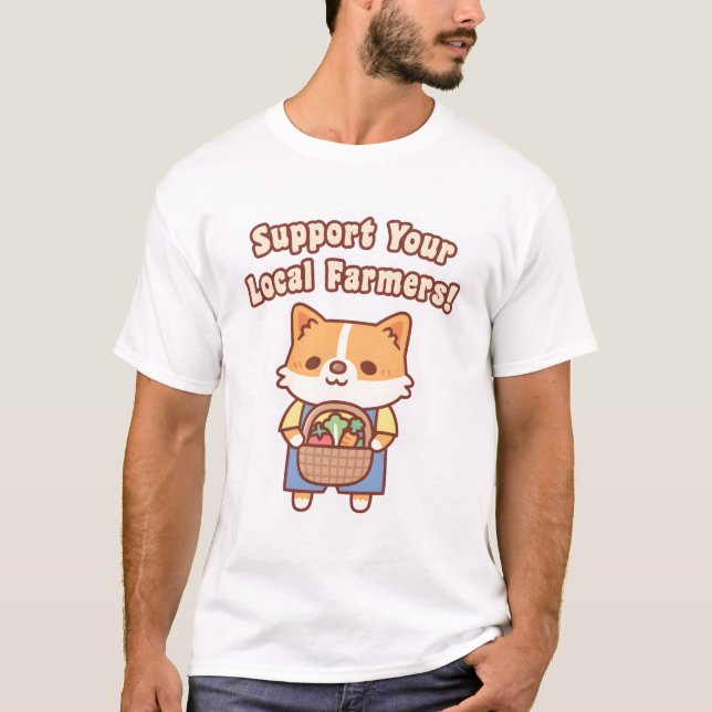 Camiseta Cute Corgi With Vegetables Support Your Local Farm (Anverso)