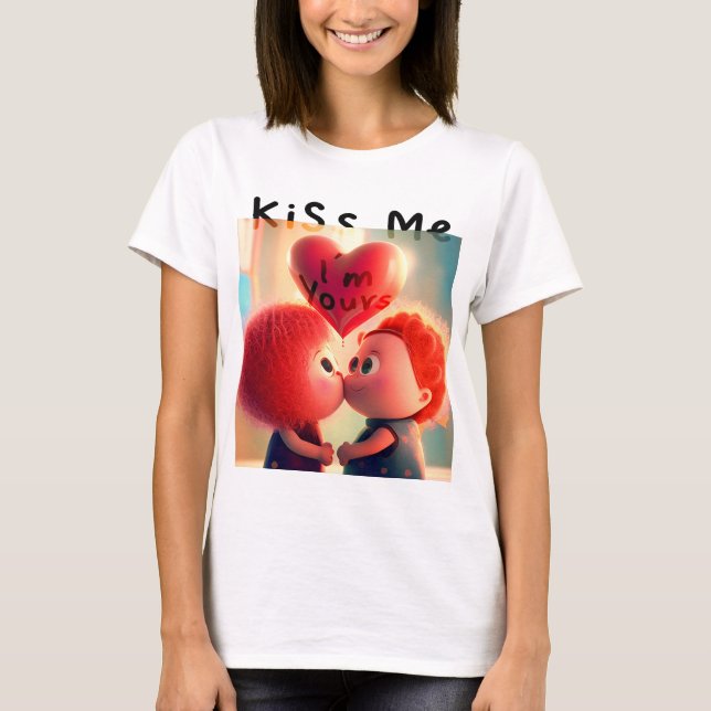 Camiseta Cute Couple Valentine (Bésame) (Anverso)