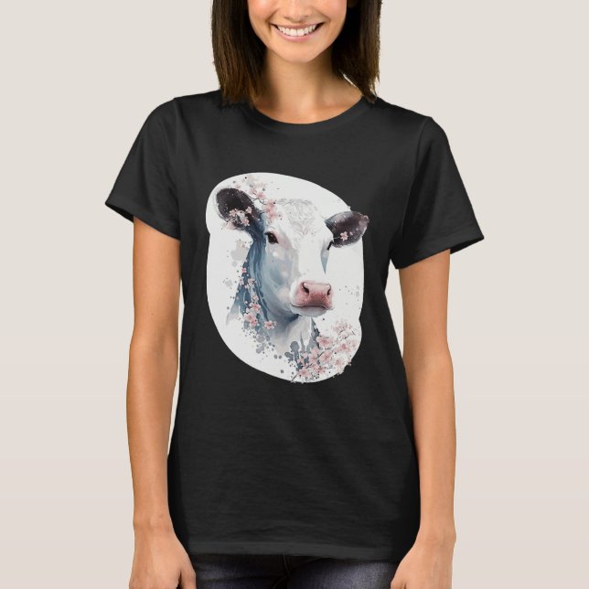 Camiseta Cute Cow Cherry Blossom Japanese Sakura Farming Co (Anverso)