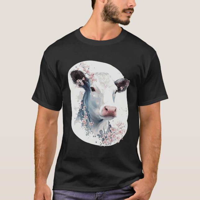Camiseta Cute Cow Cherry Blossom Japanese Sakura Farming Co (Anverso)