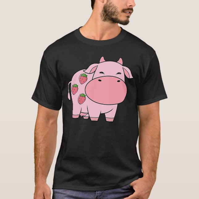 Camiseta Cute Cow Milk Yoghurt Strawberry (Anverso)