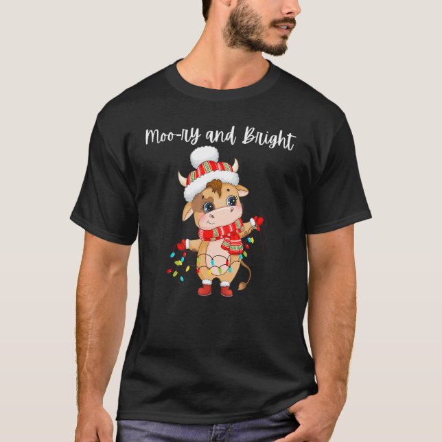 Camiseta Cute Cow Moo ry And Bright Merry Christmas (Anverso)