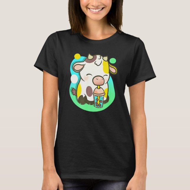 Camiseta Cute Cow Tea Bubble Tea  Cow (Anverso)