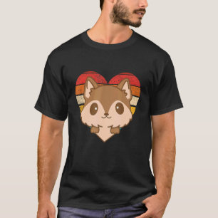 Camiseta Cute Coyote Retro Forma Cardíaca Vintage