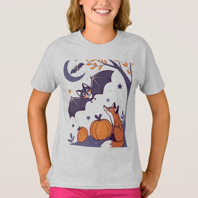 Camiseta Cute & Cozy Halloween Tumblers with Smiling Bats,  (Anverso)