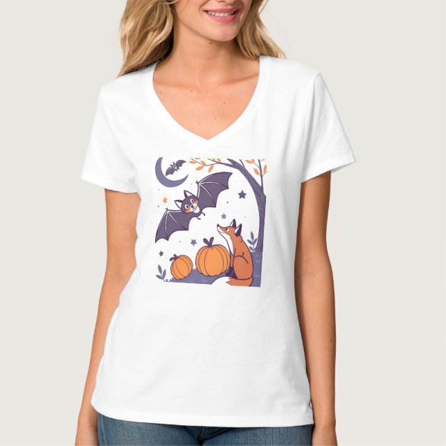 Camiseta Cute & Cozy Halloween Tumblers with Smiling Bats,  (Anverso)