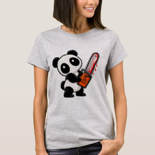 Camiseta Cute Creepy Chainsaw Zombie Panda