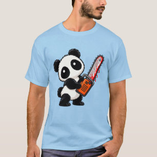 Camiseta Cute Creepy Chainsaw Zombie Panda