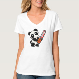 Camiseta Cute Creepy Chainsaw Zombie Panda