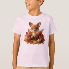 Camiseta Cute Crochet Fox with Pumpkins – Cozy Autumn Amigu