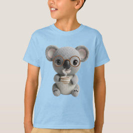 Camiseta Cute Crochet Koala Holding Coffee– Cozy Animal Art