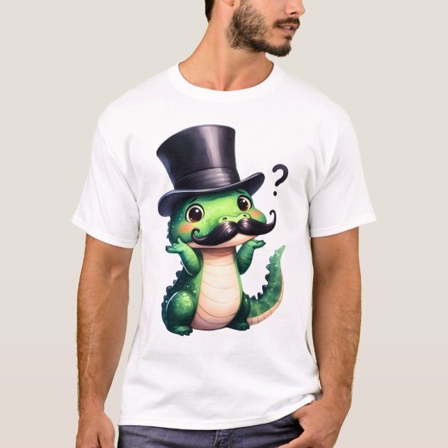 Camiseta Cute Crocodile Gentleman Fun Art (Anverso)