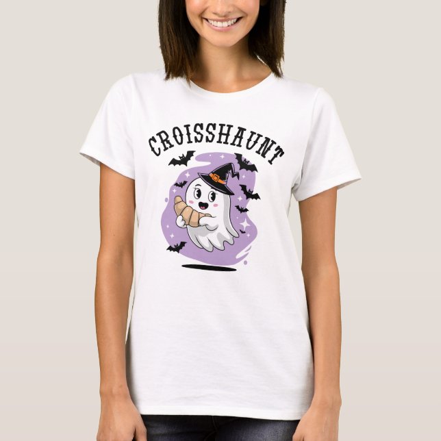 Camiseta Cute Cruasán Fantasma de Halloween Embrujando (Anverso)