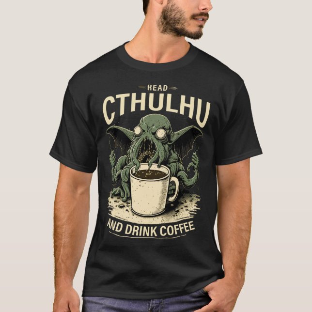 Camiseta Cute Cthulhu and Coffee (Anverso)