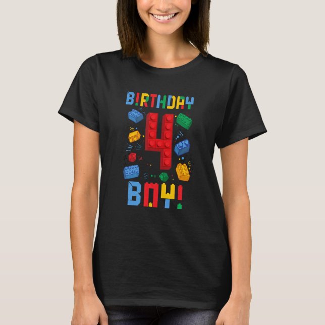 Camiseta Cute cuarto cumpleaños, construcción de bloques de (Anverso)