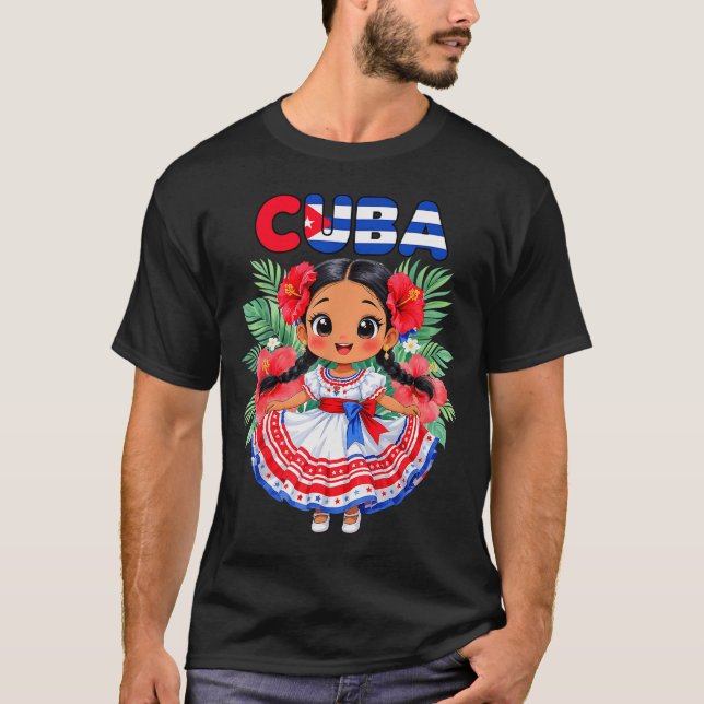 Camiseta Cute Cuba Cuban Girl Traditional Dress Trocal Flow (Anverso)