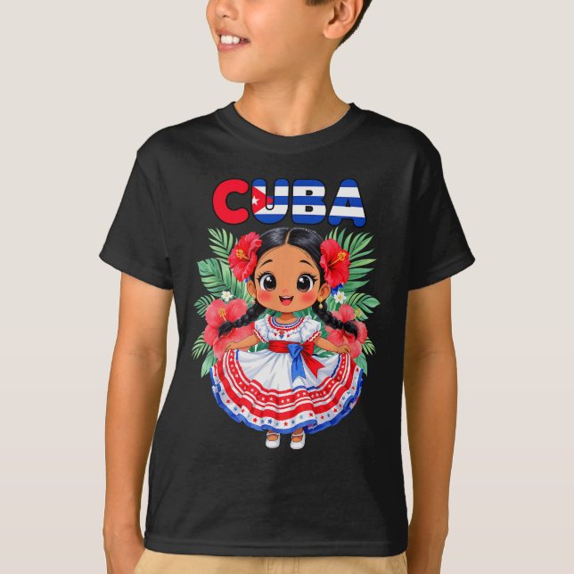 Camiseta Cute Cuba Cuban Girl Traditional Dress Trocal Flow (Anverso)