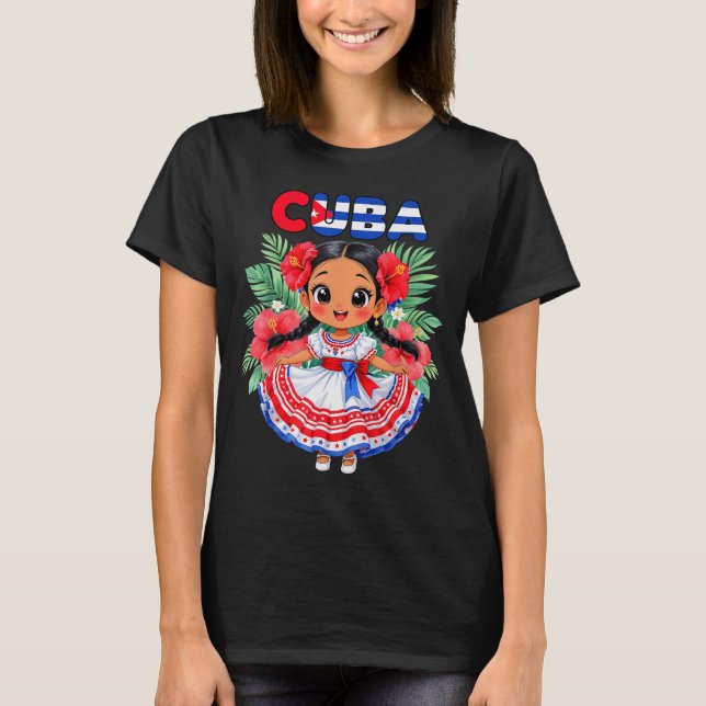 Camiseta Cute Cuba Cuban Girl Traditional Dress Trocal Flow (Anverso)