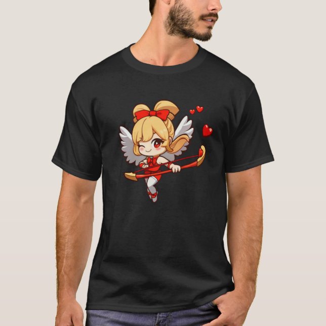Camiseta Cute Cupid Heart Valentine's Day Matching Couple (Anverso)