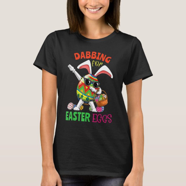 Camiseta Cute Dabbing Easter Bunny Egg Hunt Niños Chicas (Anverso)