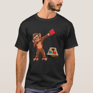 Camiseta Cute Dabbing Monkey Cornhole Boys Chicas de cumple