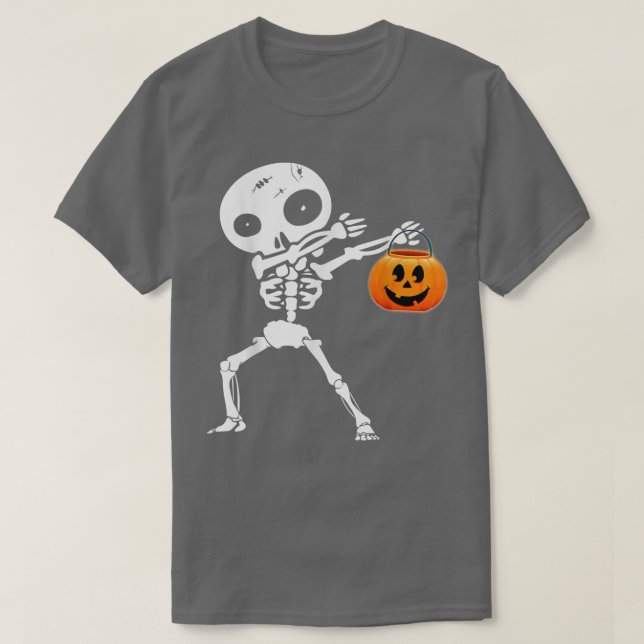 Camiseta Cute Dabbing skeleton Jack O Lantern Pumpkin Happy (Diseño del anverso)