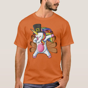 Camiseta Cute Dabbing Unicorn Turkey Dance Funny Thanksgivi