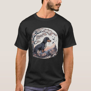 Camiseta Cute Dachshund Cerezo Blossom Raza de Perro Japoné