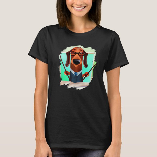 Camiseta Cute Dachshund Chiweenie Teacher Professor School  (Anverso)