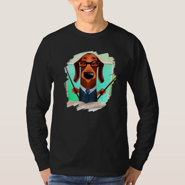 Camiseta Cute Dachshund Chiweenie Teacher Professor School  (Anverso)