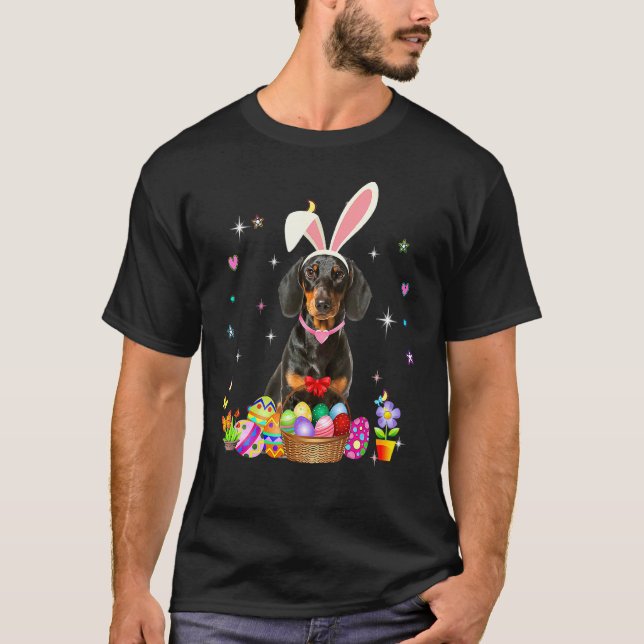 Camiseta Cute Dachshund Día de Pascua Bunny Eggys Pascua Co (Anverso)