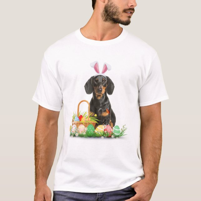 Camiseta Cute Dachshund Día de Pascua Bunny Eggys Pascua Co (Anverso)