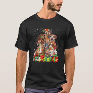 Camiseta Cute Dachshund Dog Christmas Tree Lights Pet Puppy
