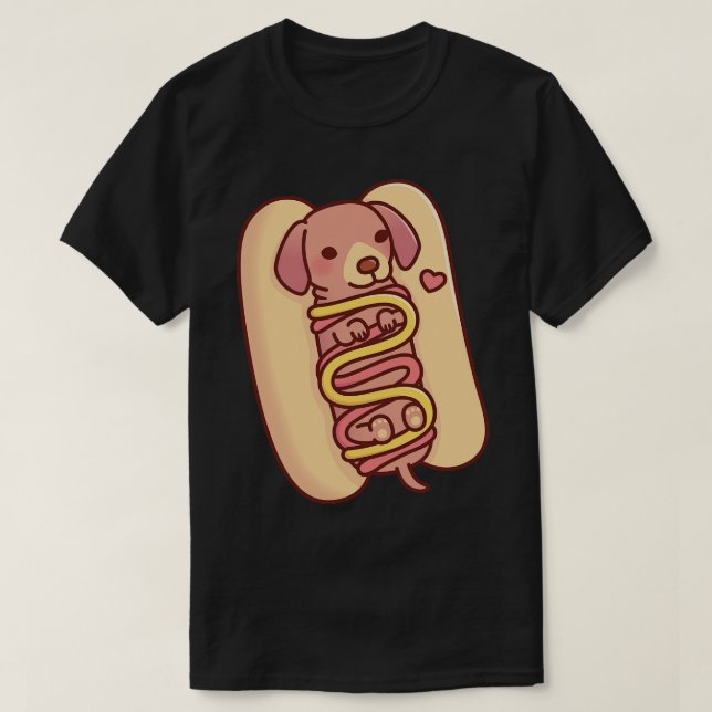 Camiseta Cute Dachshund Hotdog Bun (Diseño del anverso)