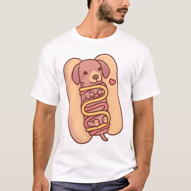 Camiseta Cute Dachshund Hotdog Bun (Anverso)