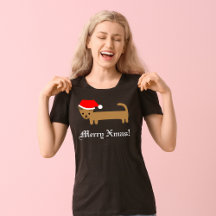 Cute Dachshund Perro Mujeres Feliz Navidad