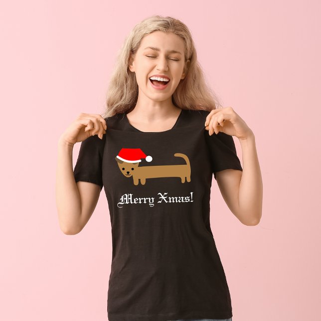 Camiseta Cute Dachshund Perro Mujeres Feliz Navidad (Subido por el creador)