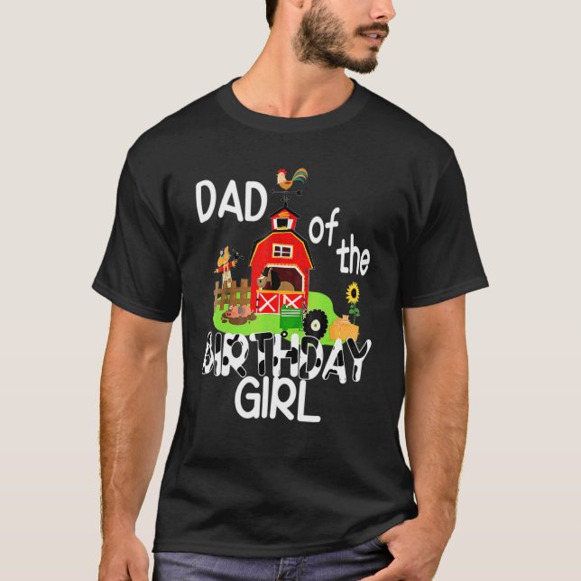 Camiseta Cute Dad Of The Birthday Chica Cow Farm Barnyard P (Anverso)