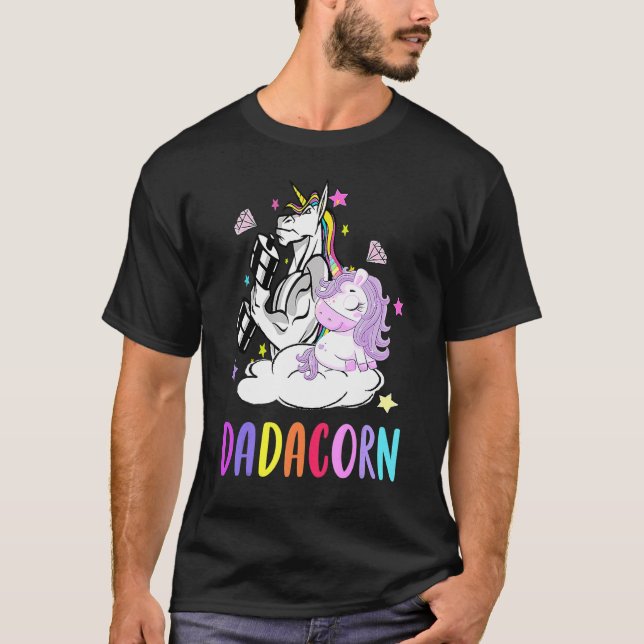 Camiseta Cute Dadacorn Unicornio traje de cumpleaños de pad (Anverso)