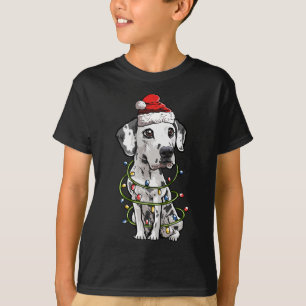 Camiseta Cute Dalmatian Santa Christmas Tree enciende Navid