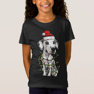 Camiseta Cute Dalmatian Santa Christmas Tree enciende Navid