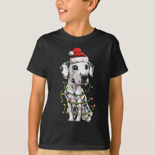 Camiseta Cute Dalmatian Santa Christmas Tree enciende Navid