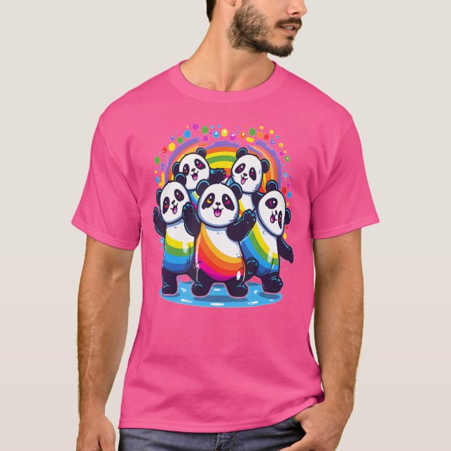 Camiseta Cute Dancing Rainbow Pandas Edm Festival (Anverso)