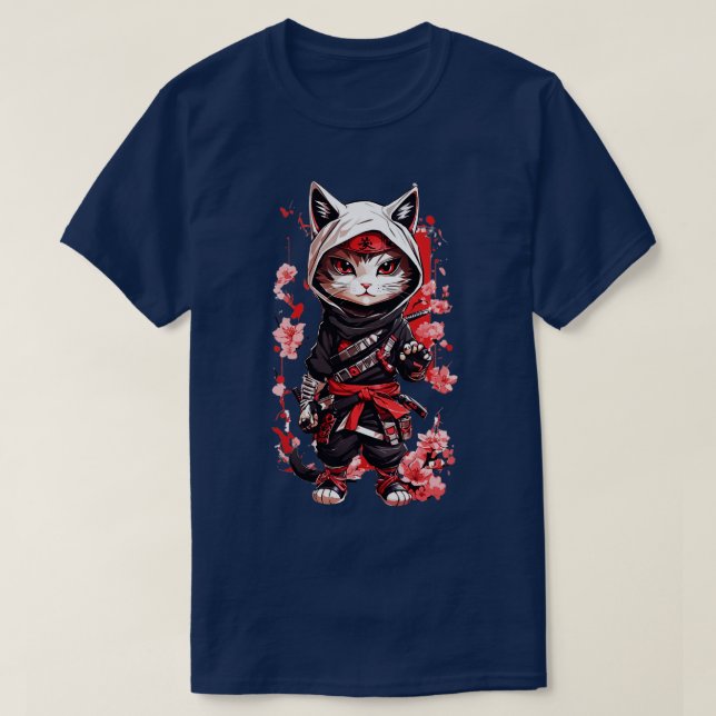 Camiseta Cute Dark Samurai Cat TShirt (Diseño del anverso)