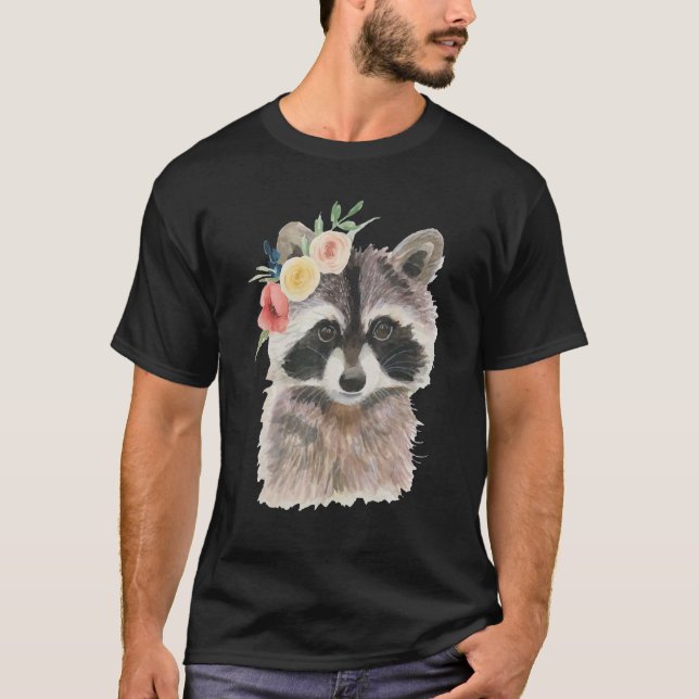 Camiseta Cute de animales de Raccoon floral para niños muje (Anverso)